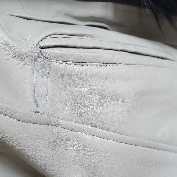 Vintage 1970s Genuine Leather Trench Coat with Faux Fur Cuffs - Picture 8 of 12